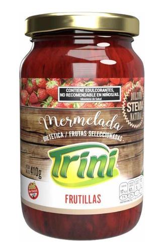 Mermelada De Frutillas Trini Con Stevia  Sin Tacc X 410 Grs.