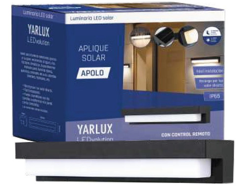 Aplique Led Solar Apolo Con Control Remoto Yarlux Deco