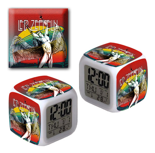 Reloj Despertador Iluminado Bandas De Rock Led Zeppelin 