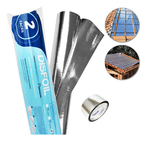 Manta Térmica Premium Ráfia P/ Telhado Disfoil 25m2 + Fita