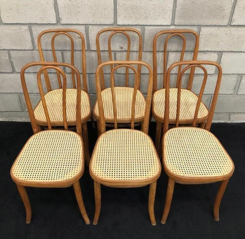 Antiguo Juego 6 Sillas Thonet Originales  Mod 391 C/ Sello