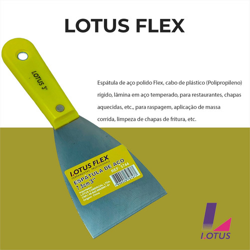 Espátula De Aço 7,5 Cm Lotus Flex 3'' Inox Gesso Massa