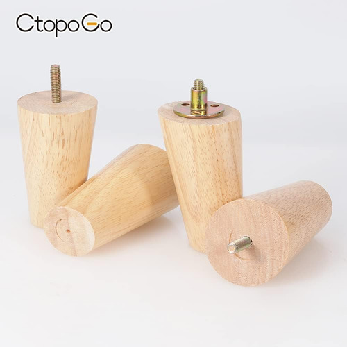 Patas Redondas De Madera Maciza Para Muebles, Juego De 4 Pul