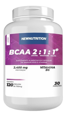 Suplemento em cápsula NewNutrition  BCAA 2400 l-leucina BCAA 2400 em pote de 84g 120 un
