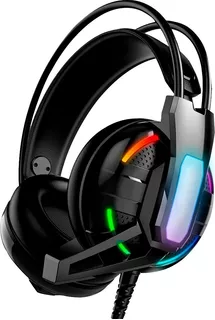 Headphone Com Microfone Over-ear Gamer Luz Rgb Preto Usb P2