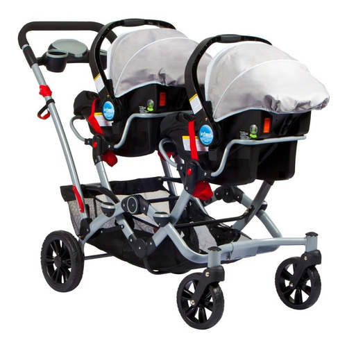 Imagen 2 de 7 de Cochecito de paseo doble Infanti Duo Ride S813 gris +2 Bases + 2 Huevitos