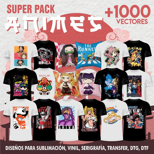 Pack Vector Anime Manga Sublimación Serigrafia Vinil Textil