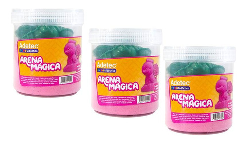 Pack 3 Arena Mágica Color Rosado 450gr C/u +15 Moldes - Tris