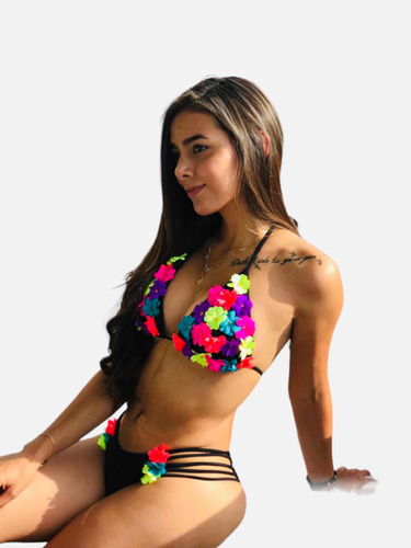 Vestido De Baño Tipo Bikini Con Decorado