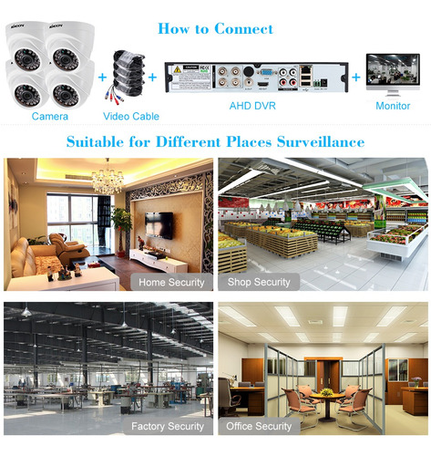 Imagen 2 de 9 de Kkmoon 4*1080p 2000tvl Ahd Domo Ir Cctv Cámara + 4*60ft