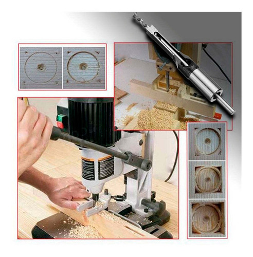 Imagen 4 de 7 de Kit De 4 Brocas Perforación Cuadrada Para Taladro De Banco
