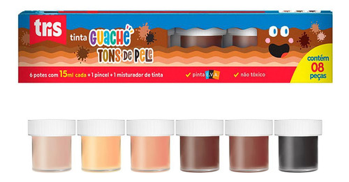 Tinta Guache Em Pote 15ml Caixa 6 Cores Tons De Pele - Tris