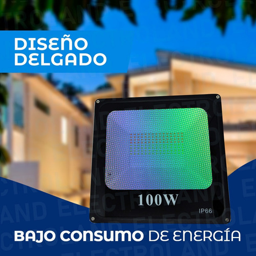 Imagen 3 de 10 de Reflector Rgb Led Exterior 100w Con Control Remoto Colores