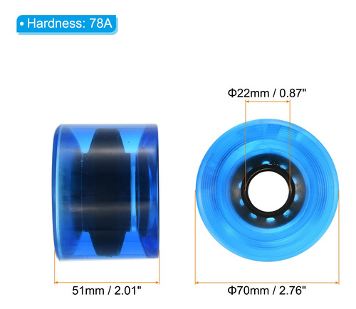 Ruedas Patikil 78a Longboard Soft Cruiser Reemplazo Pu Azul Diseño