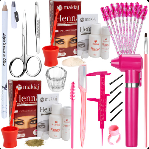 Kit Henna Sobrancelha Design Kit Sobrancelhas Profissional