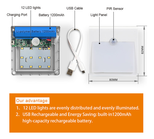 Paquete De 2 Luces Nocturnas Con Sensor De Movimiento Recarg
