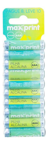 10 Pilhas Alcalinas Maxprint Aaa 1,5v C/10 Unidades