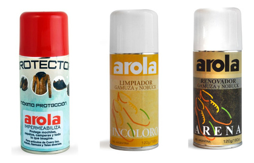 Combo Arola Protector + Limpiador + Renovador Gamuza  