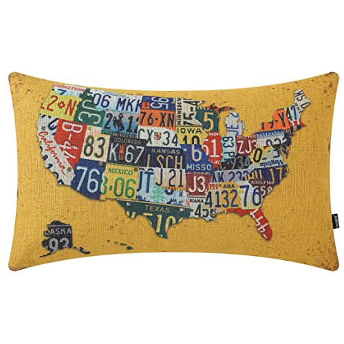 State Pillow Cover 12x20 Inches Americana Fourth Of Jul...