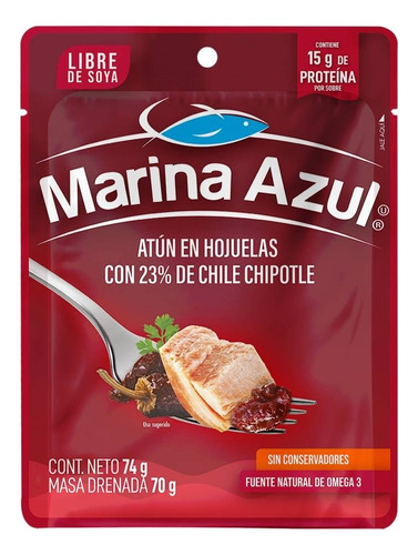 3 Pza AtĂșn Marina Azul Con Chile Chipotle Bolsa 74 G