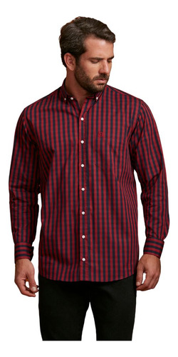 Camisa Listrada Vermelho E Azul Para Homem Usar No Outono