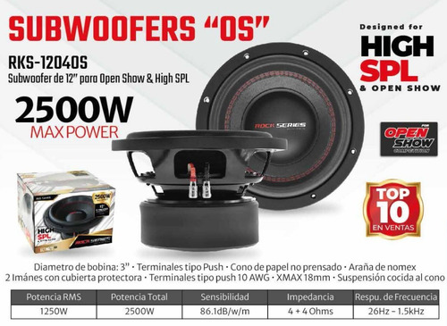 Subwoofer Rock Series 12 Pulgadas 1250 Watts Rms Rks1204os