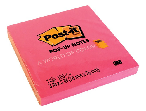 Notas adesivas pop-up Post-it de 3 m, cor de Jaipur, 1 bloco
