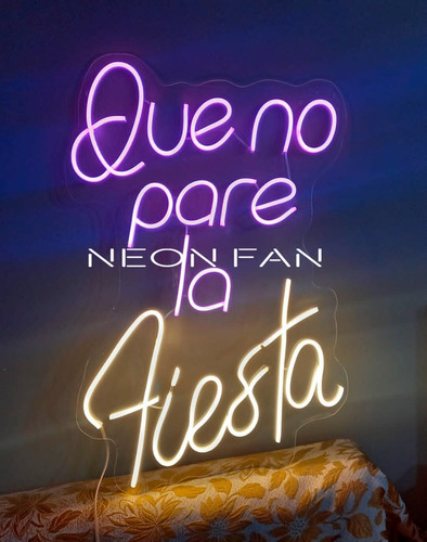 Cartel Neon Led Que No Pare La Fiesta - Acrilico Cristal