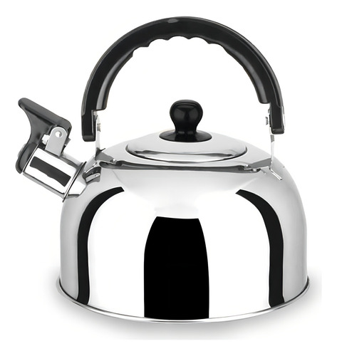 Chaleira Ecos 2l Inox Com Apito Cinza E Cabo Baquelite