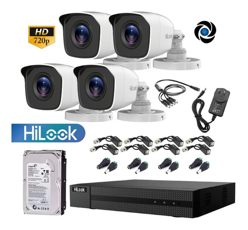 Imagen 1 de 10 de Kit Seguridad Hikvision Dvr 8ch + 4 Camara Hd + Disco +balun