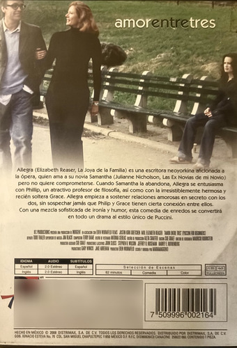 Amor Entre Tres / Puccini For Beginners - Pelicula Dvd (Usado)