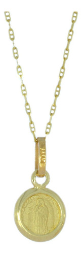 Cadena Medalla Virgen Gpe Religiosa Oro 14k Stellina Color Amarillo