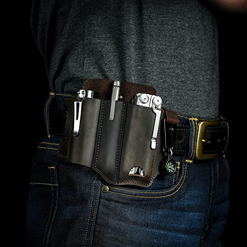 Funda Multiherramienta De Cuero Para Cinturón Edc Hombre