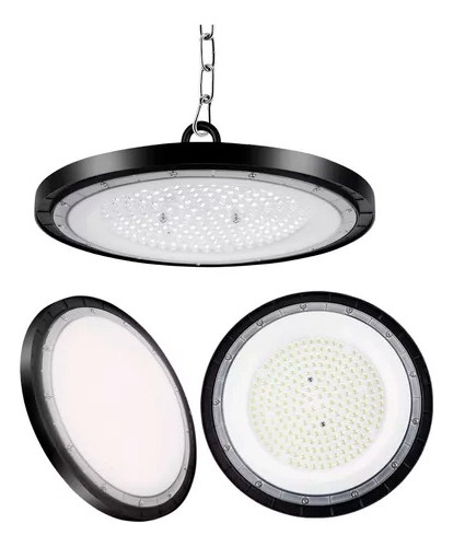 Reflector Tipo Ufo 100w Carcasa Negro Luz Blanco Frío