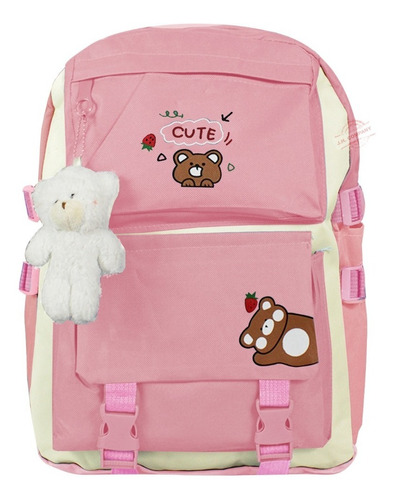 Set 5 Pcs Mochila Para Dama Casual Osito Cute Kawaii Juvenil Estilo Coreana + Crossbody + Estuche Hr925 