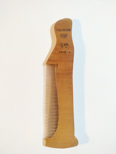 Antiguo Peine Chino De Mujer En Madera Pintada (Usado)