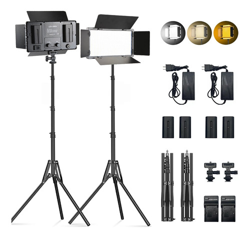 Luz De Video Con Batería Np-f550/570 Y Trípode,2 Piezas