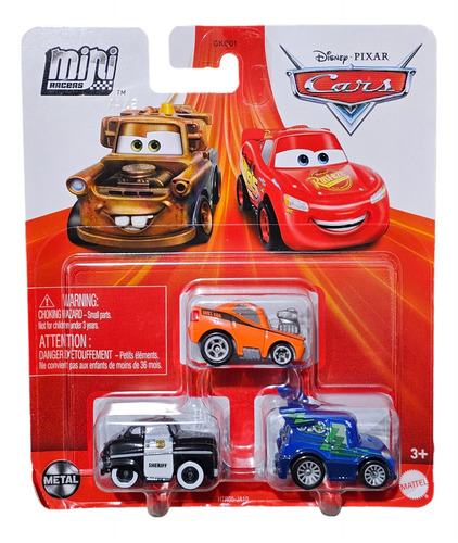 Disney Mini Cars Sheriff + Dj + Snot Rod