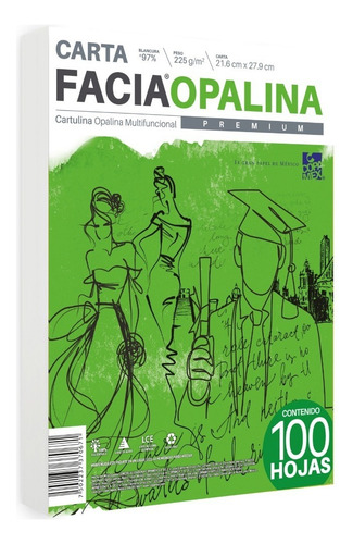 Cartulina Facia Opalina Copamex Blanca 225 G Carta 100