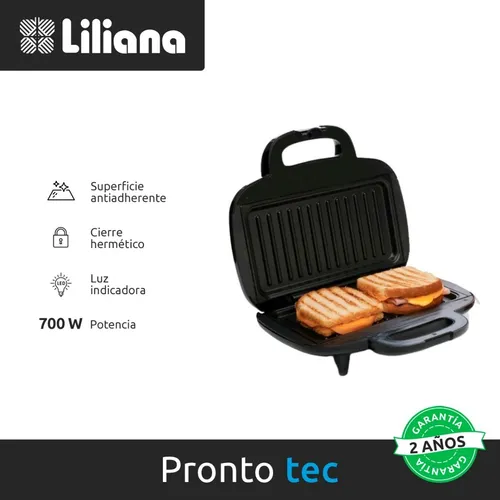 Sandwichera Liliana Mastertost Acero 700w Acero Inox