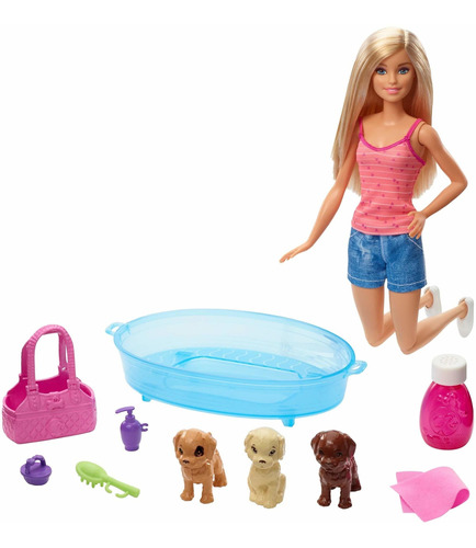 Barbie Doll/pets - Cachorro Baño Tiempo Playset