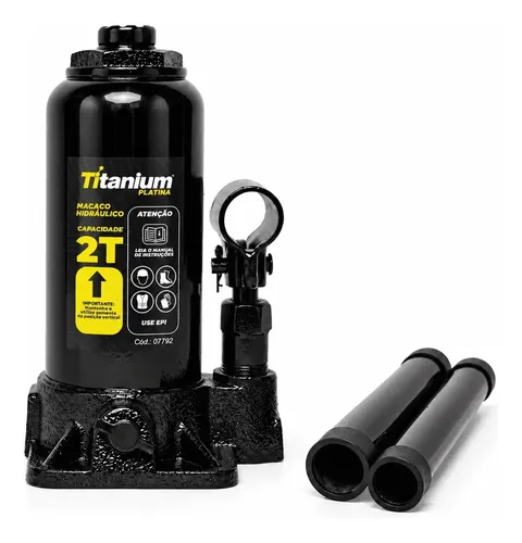 Macaco Hidráulico Tipo Garrafa 2 Toneladas com Válvula de Alívio - Titanium Platina
