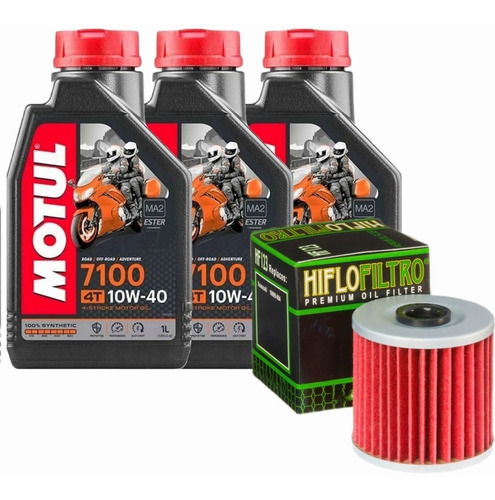 Kit Filtro Aceite Kawasaki Klr 650 + 3 Ltr Motul 7100 10w40