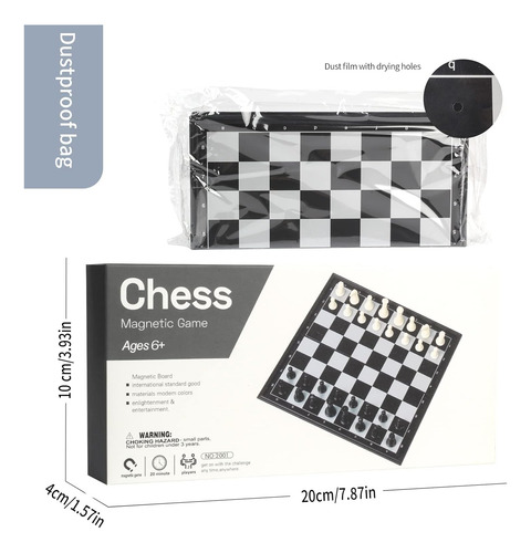 Andux Juego De Ajedrez Magnético Plegable, Juego De Mesa Con