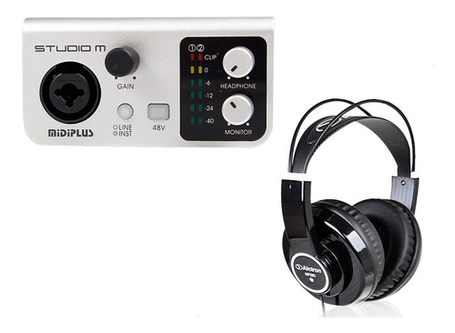 Placa Sonido Usb Midiplus Studio M + Auricular Hp280 Cerrado