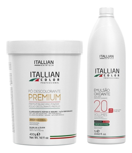Pó Descolorante Itallian Premium 400g + Ox 20v