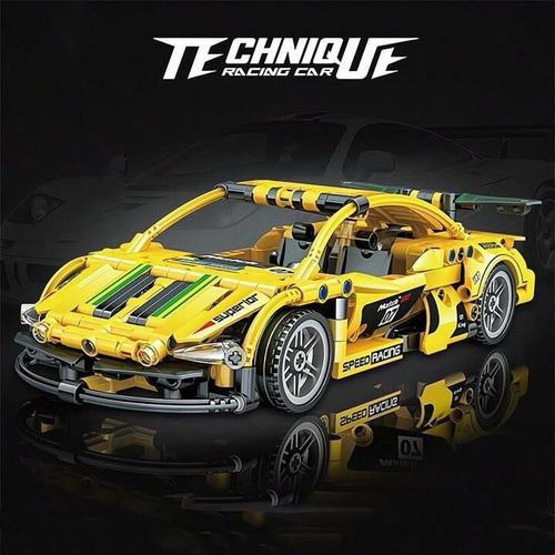 Kit De Construcción Auto Deportivo De Carrera F1 Amarillo