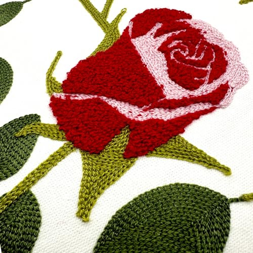 Cojines Decorativos Bordados Florales, Set De 2 Con Rosas Ro