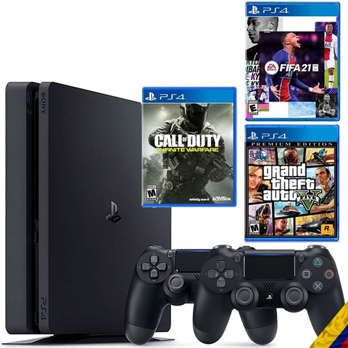 Playstation 4 Slim, 2 Controles, Fifa 21, Call Of Duty, Gtav