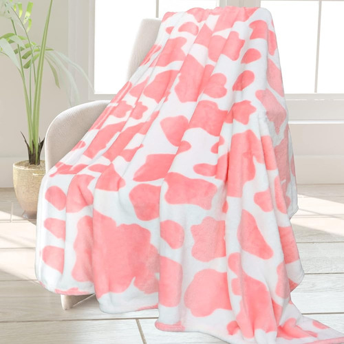 ~? Lindo Strawberry Cow Print Manta Soft Fleece Franela Ligh